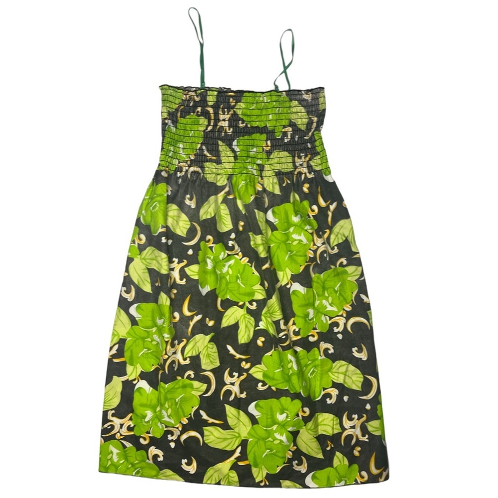 Floral dress size small green and black floral midi strapless and strap dress